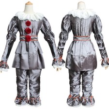 Kids Movie Stephen King's It Pennywise Cosplay Costume Adult Silver Uniform
