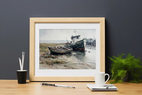 Abandoned Fishing Boats 16"x12" Print on Matte Paper | Atmospheric Coastal Art - Picture 8 of 17