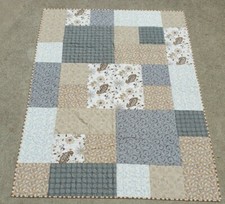 NEW Gray Brown Taupe Autumn 48 x 64 Lap Finished Quilt  Paisley stripe