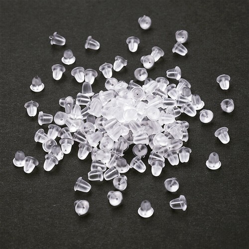 100 Stck. Silikon Ohrring Rückseite Gummi Ohrring Rückseite Stopper Kappe weich klar Ohrringe - Bild 4 von 12