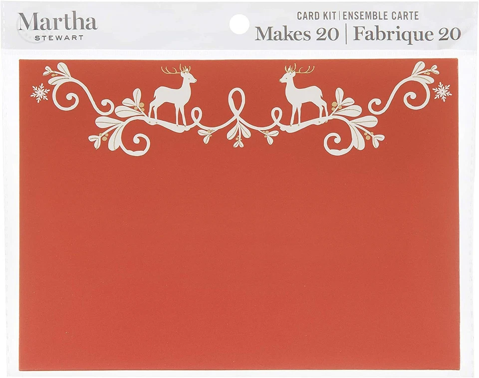 Martha Stewart Paper Greenery Christmas Card Kit 20 Cards Envelopes Red and Gold - Image 2 of 2