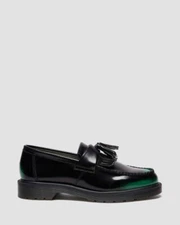 Dr Martens Adrian Tassel Arcadia Rub Off Leather Premium Loafers Black/Green