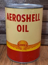 Vintage NOS Shell Aeroshell Motor Oil FULL 1 Quart Qt Metal Advertising Can
