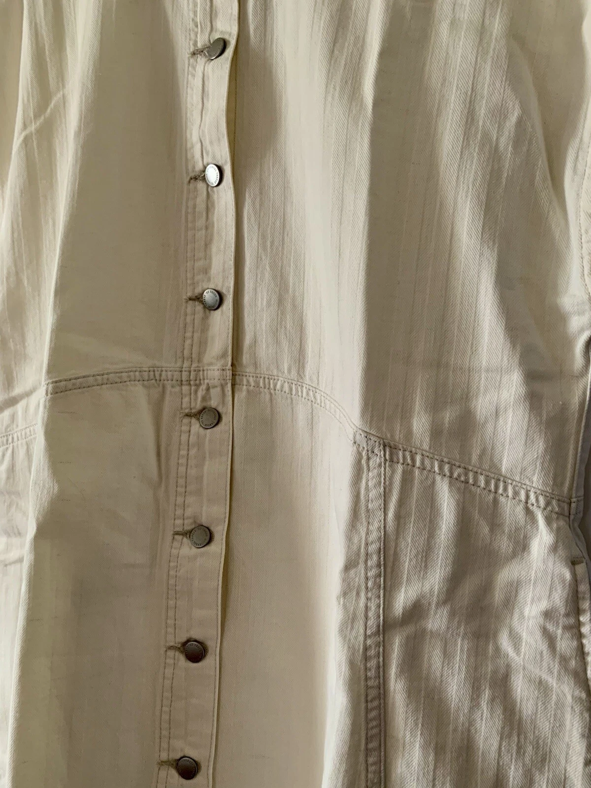 OFF WHITE Abito donna denim flouncy filo universale avorio bianco sporco grande L nuovo con etichetta