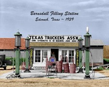 Barnsdall Gas Station Photo  8X10  Texas 1939 COLORIZED