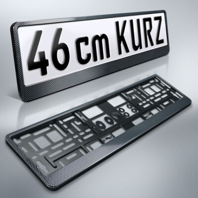 2 Kennzeichenhalter | 46 cm kurz | CARBON Look | Nummernschildhalter 460 | DHL
