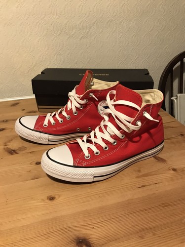 Red converse hi top baseball boots size 