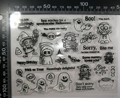 28 durchsichtige Silikon Stempel Halloween Geister Hexe Kartenherstellung Scrapbook Journal Kunst