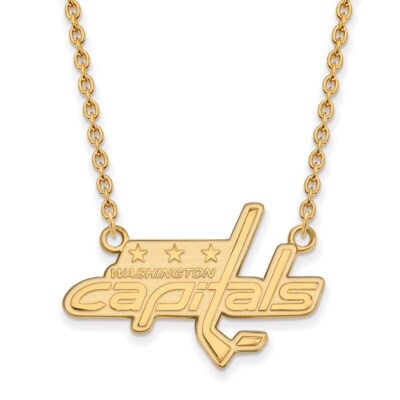10k Yellow Gold NHL LogoArt Washington Capitals Large Pendant 18 inch Necklace