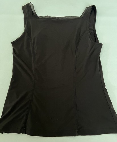 CAbi #839 Size M Black Stretch Sheer-Neckline Darts Tank Top 90s Y2K EUC - Picture 15 of 15