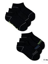 NEW Reebok Boys Socks Black MED 10.5-4 Low-Cut Pro Series 6 Pair Moisture Contrl