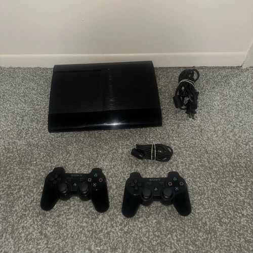 Sony Playstation 3 PS3 Super Slim 12GB CONSOLE BUNDLE -2 Controllers CECH-4301A