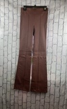 HELMUT LANG Womens Leather Bootcut Trouser Pants Cinnamon Brown MSRP 1,095 
