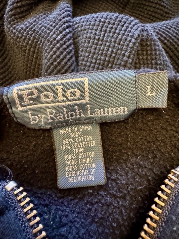 Moletom com capuz Polo Ralph Lauren masculino grande preto zíper completo caminhada preppy logotipo ao ar livre - Imagem 3 de 4