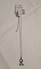 Autism Awareness Ribbon Colorful Enamel Puzzle Piece Necklace Earrings Set