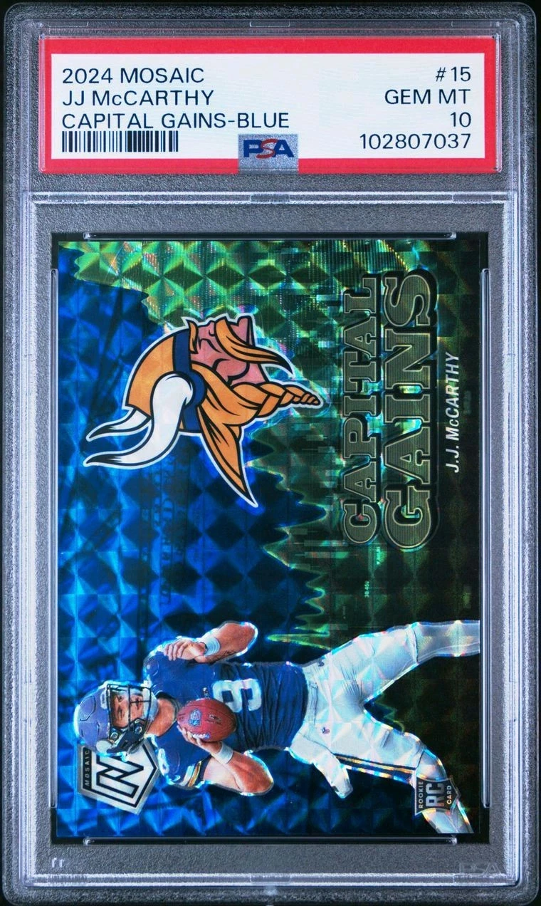 JJ McCarthy Panini Mosaic Capital Gains #15 Blue