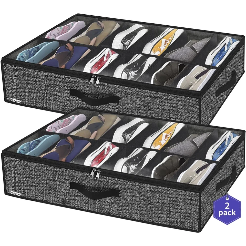 homyfort Unterbett-Kommode für Schuhe mit Durchsichtigem Deckel - S