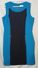 Calvin Klein Women's Sleeveless Sheath Black & Teal Dress