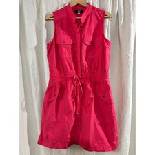 Kut from the Kloth Pink Red Sleeveless Utility Shirt Dress Medium