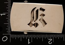 LK04125 NOS VINTAGE  K  CUT-OUT STENCIL STYLE INITIAL WEB BELT BUCKLE