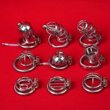 Male Stainless Steel Chastity Cage with Tube Chastity Device 3Sizes Bondage Ring