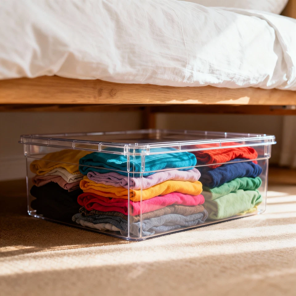 Plastic Storage Boxes with Clear and Black Lids Heavy Duty Stackable Quality NEW - Image 2 of 4