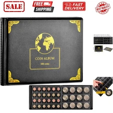 Coin Collection Supplies Holder Book for Collectors, 300 Pockets Coin Collect...