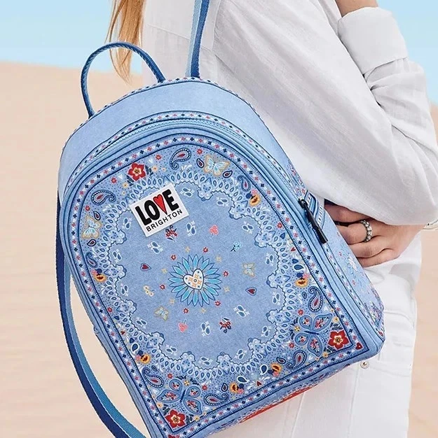 Brighton Light Blue Paisley Embroidered \'Love Brighton\' Mini Backpack Brighton Bandana Love Backpack - New With Tags- $150- Sealed  main image 3