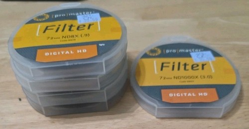 5-Promaster Filters 72mm 4-ND8X (.9) CODE 8828 1-ND1000X (3.0) Code 8863 All New - Picture 2 of 5