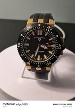 Swiss Legend Challenger Black Dial Gold Casing and Black Silicone Band