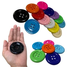 2 inch (50 mm) Large Resin Craft Flatback Button 4 Holes Multicolor 15 Pcs fo...