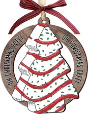 Christmas Tree Cake Ornament 2025 - Funny Food Wooden Cake Ornament for Christma