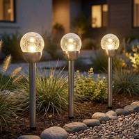 Solarleuchte Kugellampe Gartenleuchte Stecklampe Gartendeko IP44 Silber Led 3X