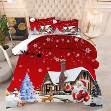 Merry Christmas Bedding Set Santa Claus Deer Christmas Tree Queen Style 20