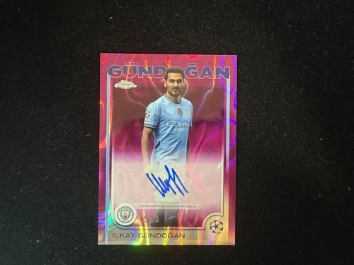 Ilkay Gündogan 2024-25 Topps Chrome UCL Pink Wave Auto /75 Man City