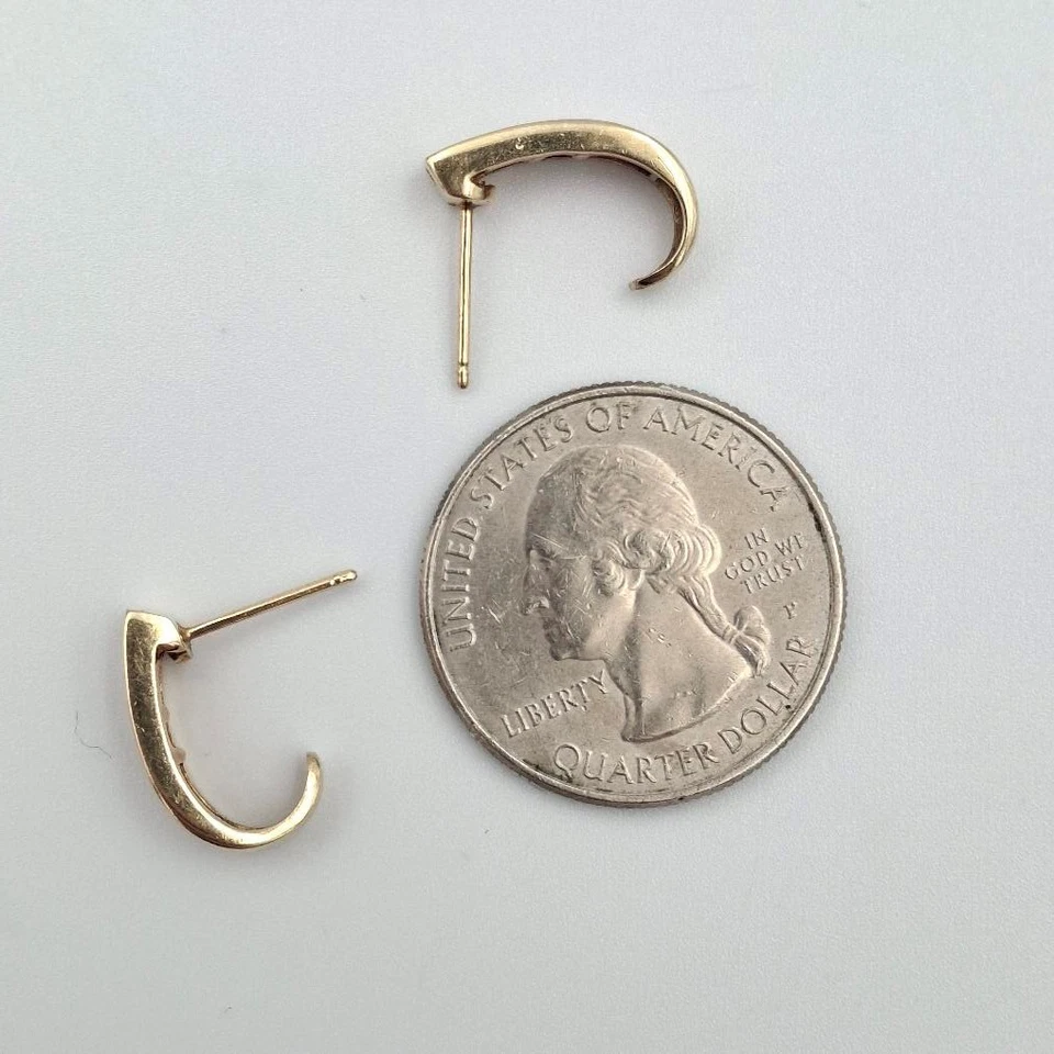 10K Yellow Gold Channel Set Natural Round Ruby Half Hoop Claw Stud Earrings - Image 3 of 4