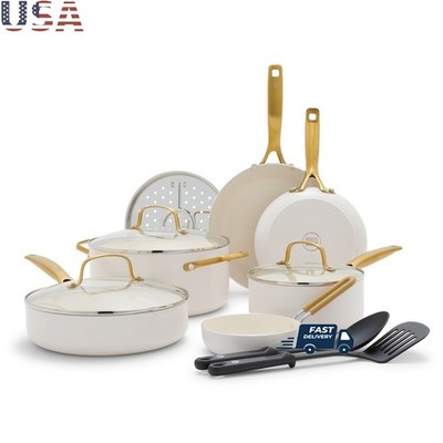 Nonstick Aluminum Cookware Set 12 Piece Diamond Coating Induction Safe New