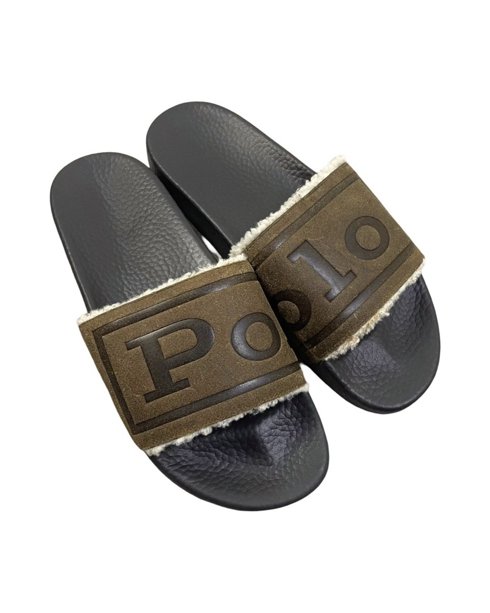 Polo by Ralph Lauren Suede & Sherpa-Lined Logo Slide Sandals 7 Polo Ralph Lauren Men main image 2