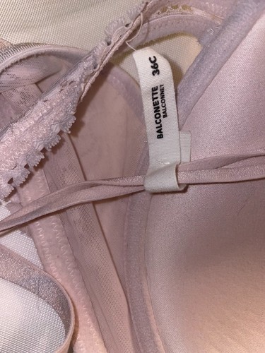 Aerie Real Power Floral Lace Strappy Balconette Bra 36C Nude pink Push up - Picture 3 of 5
