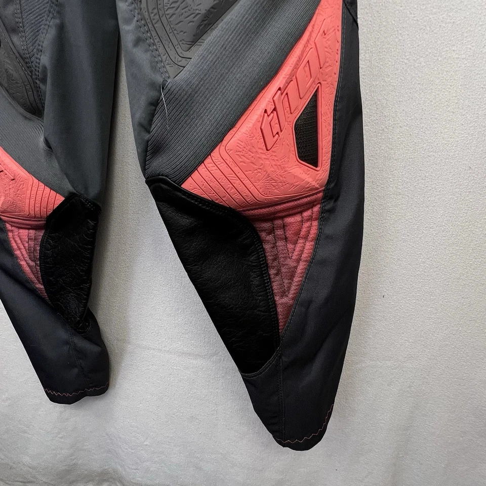 Calças de motocross THOR meninas 9-10 verde couro preto almofadas de proteção equipamento de bicicleta - Imagem 4 de 4