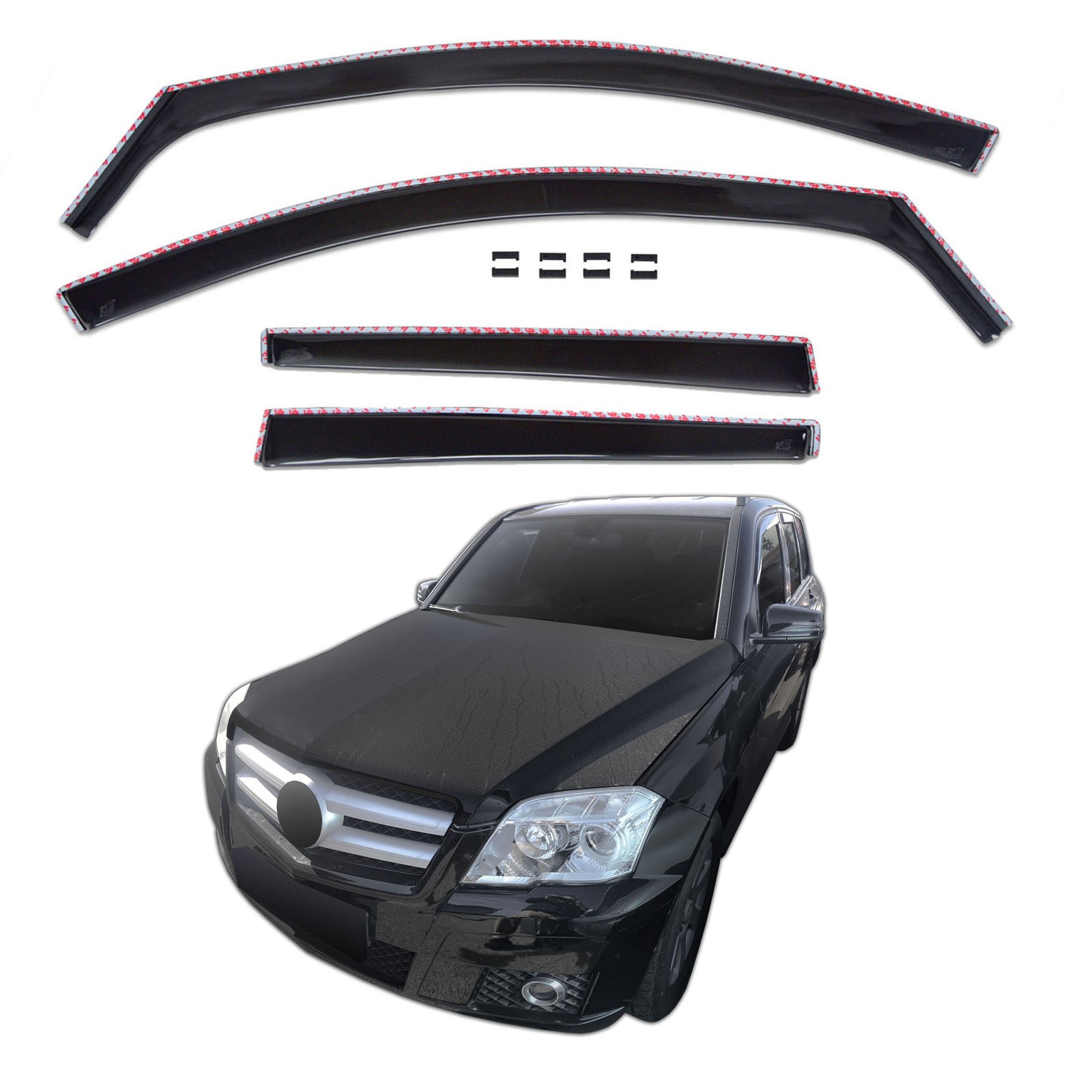 Déflecteurs de vent aérodynamiques Mercedes GLK X204 anti-bruit et anti-pluie fumés pour vitres