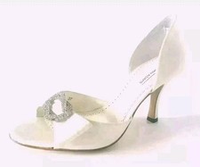  BENJAMIN ADAMS IVORY SILK BRIDAL OPEN TOE STILETTO COURT SHOES SIZE UK 4 (37