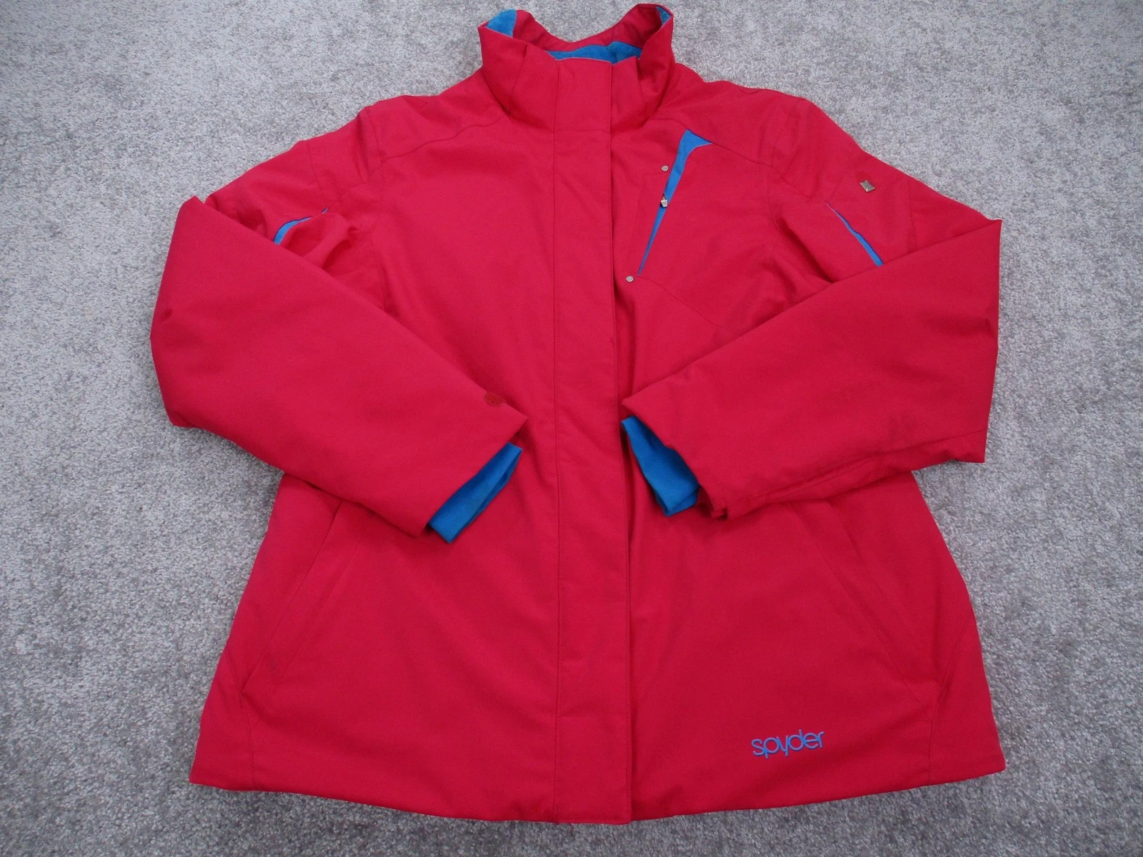 Spyder Jacket Womens Large Pink Blue Insulated Ski Snow Thinsulate Zip Front