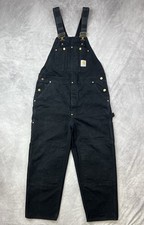 Carhartt Overalls R01 BLK Bib Double Knee Size 40x30 Black