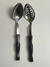 Vtg Cutco Basting & Slotted Spoon Set #1712 #1713 Serving Utensil Swirl Handle