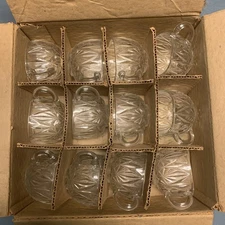 Vintage Hazel Atlas Williamsport Square Pressed Glass Punch Cups  (12) with box
