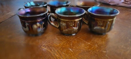 Lot Of 6 Amethyst Peacock At Fountain Punch Cup Northwood