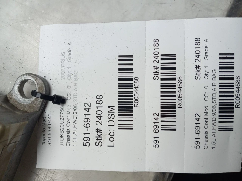 06-09 TOYOTA PRIUS 1.5L TRACCIÓN DELANTERA EN AIRBAG MÓDULO DE CONTROL ELECTRÓNICO ECM  Foto 4 de 4