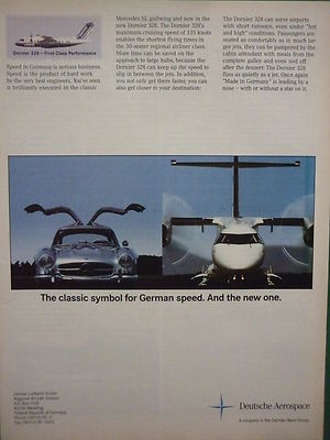 1993-94 PUB GERMAN AEROSPACE AVION DORNIER DO 328 MERCEDES 300 SL ORIGINAL AD