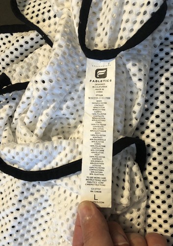 Fabletics Workout Tank Top Size L White Mesh Gym Running Top Racerback G2D20 - Picture 7 of 10